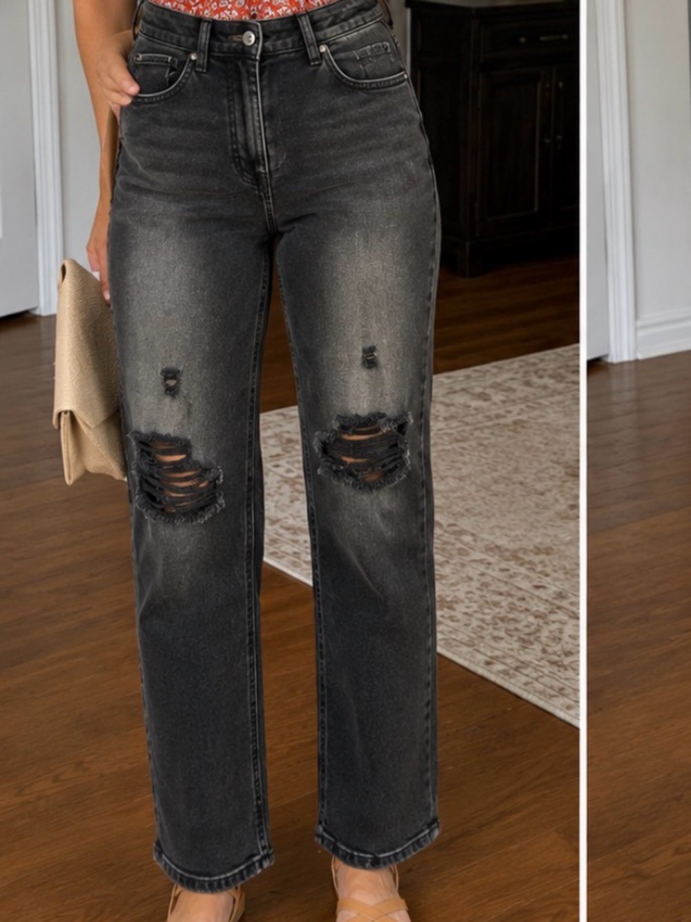 SO Distressed Black High Rise Straight Leg Jeans Size Youth 14 Raw Hem Grunge